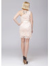 One Shoulder Floral Lace Short Bridesmaid Dress